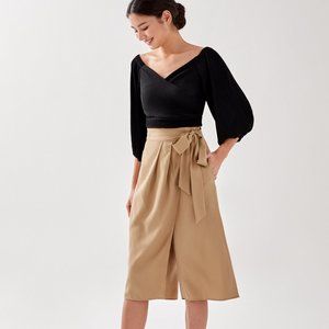 Love Bonito Front Wrap Wide-Leg Culotte Pants (Women's XS)